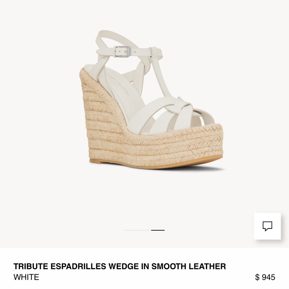 SAINT LAURENT TRIBUTE ESPADRILLES WEDGE WHOTE SIZE 7/37